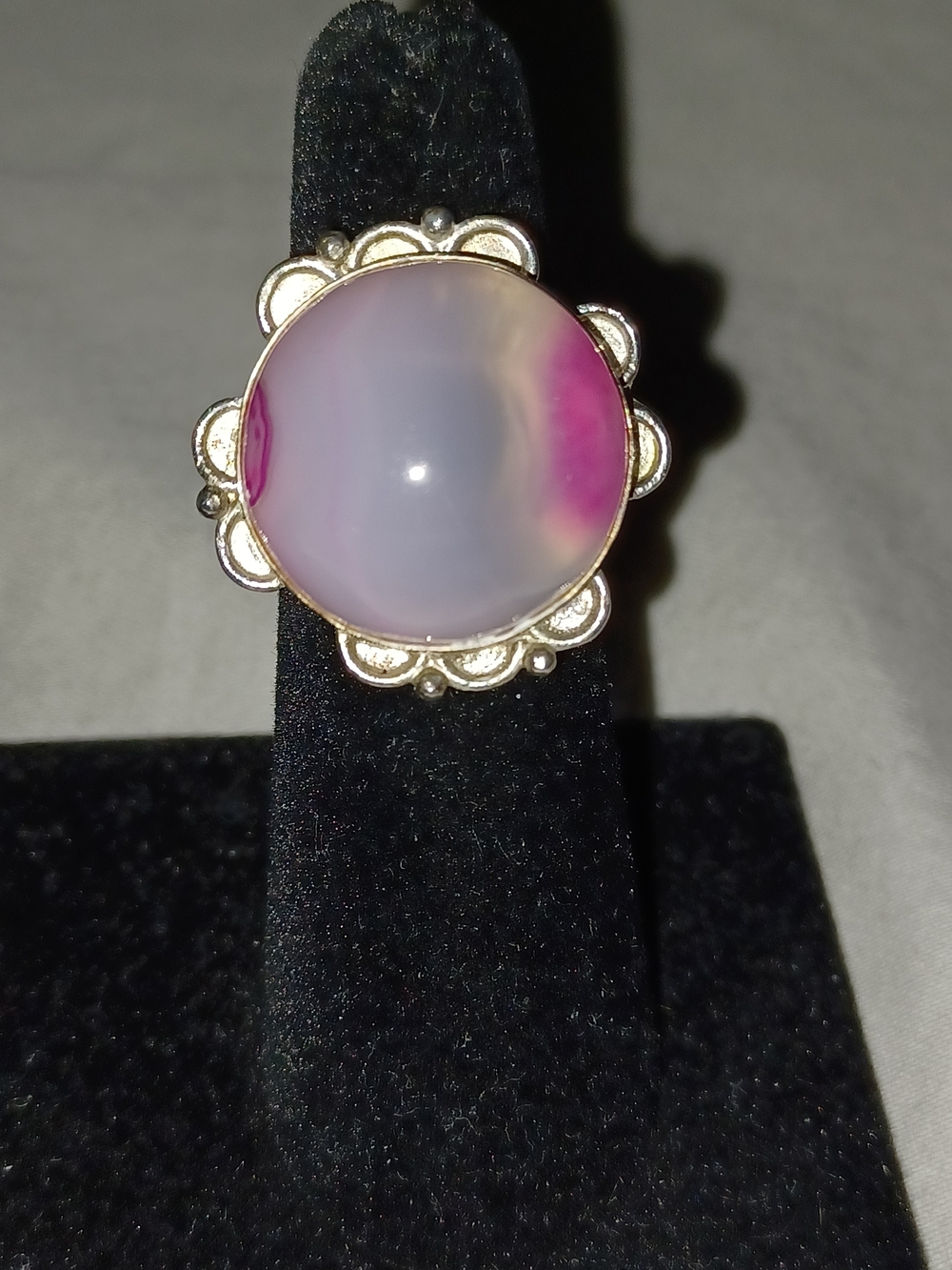 Pink Opalescent Cabochon Silver-Tone Ring 5 - Women's Jewelry